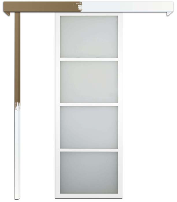 lot porte coulissante classique blanche 73cm - SKYLAB